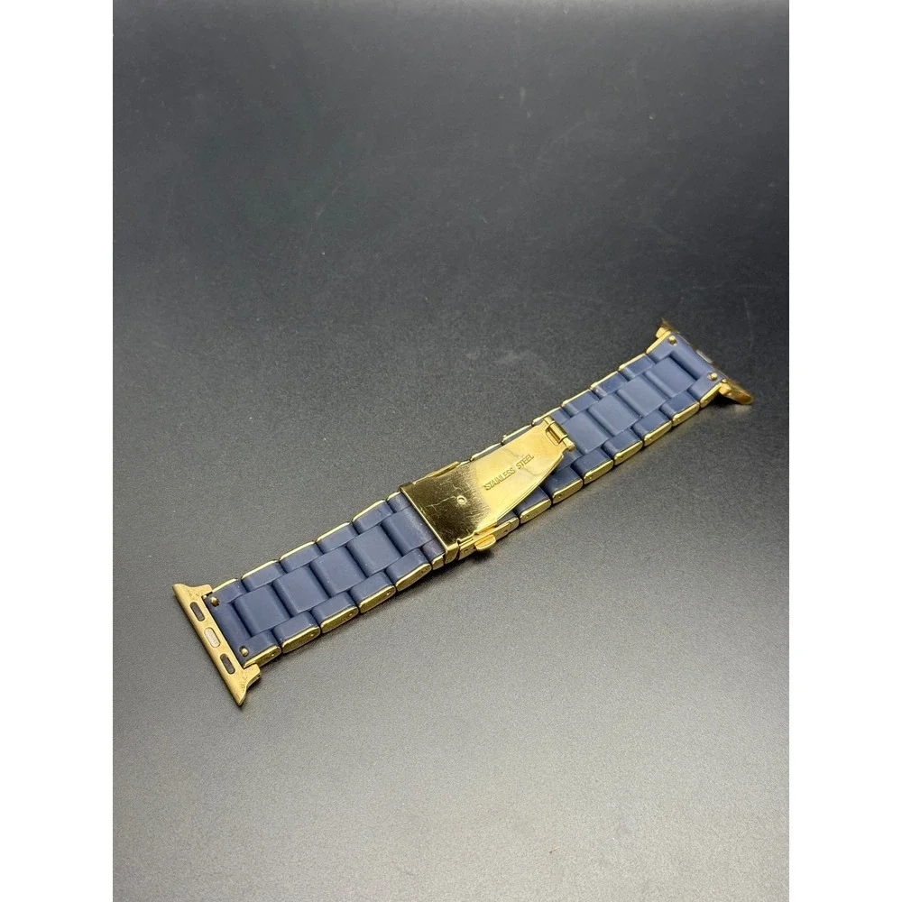 Michele Navy Silicone Gold Stainless Steel Apple Watch Band 38/40/41 MS20AS0004